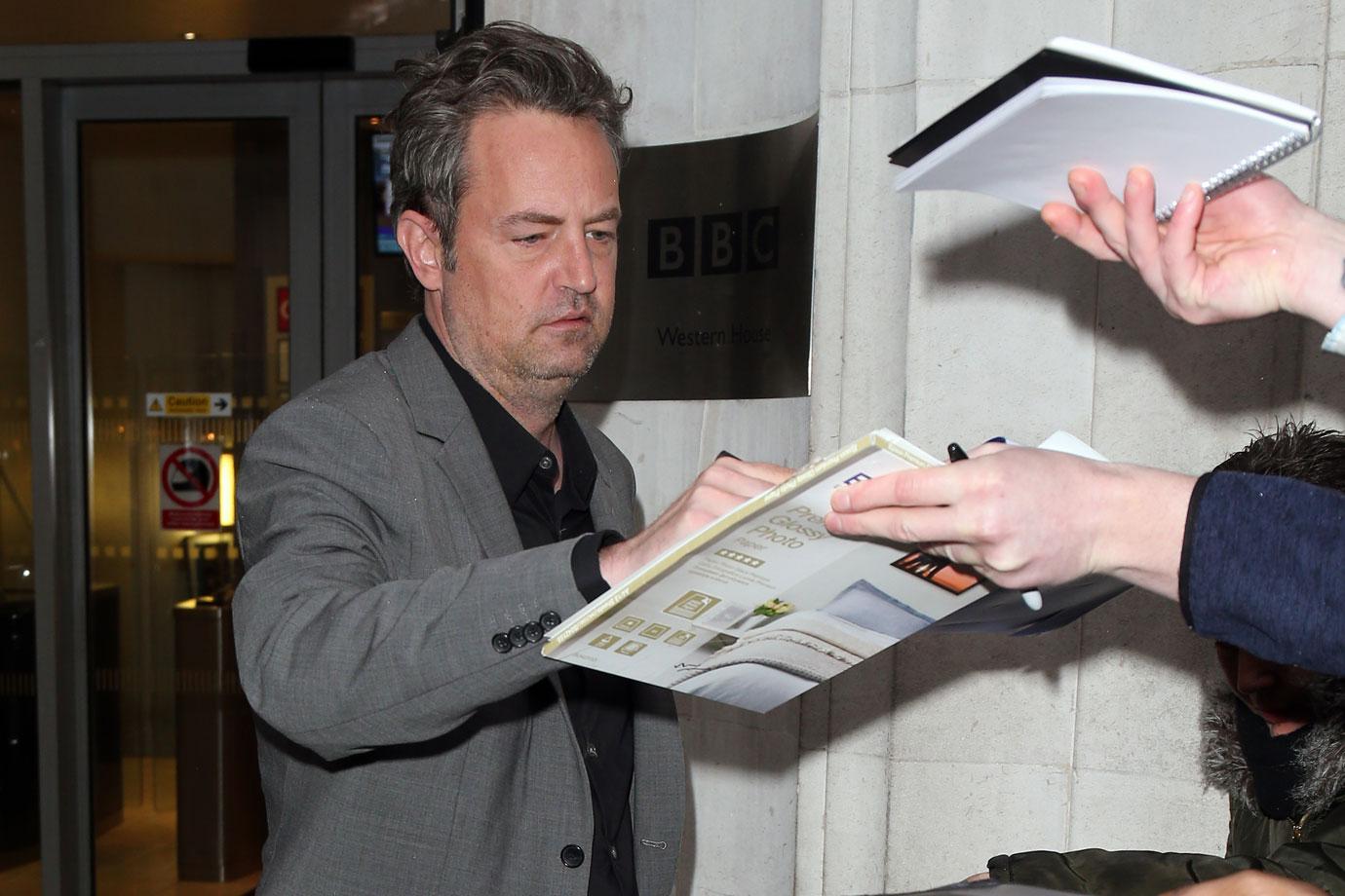 Matthew Perry seen at BBC Radio 2 on January 22, 2016 in London, England.