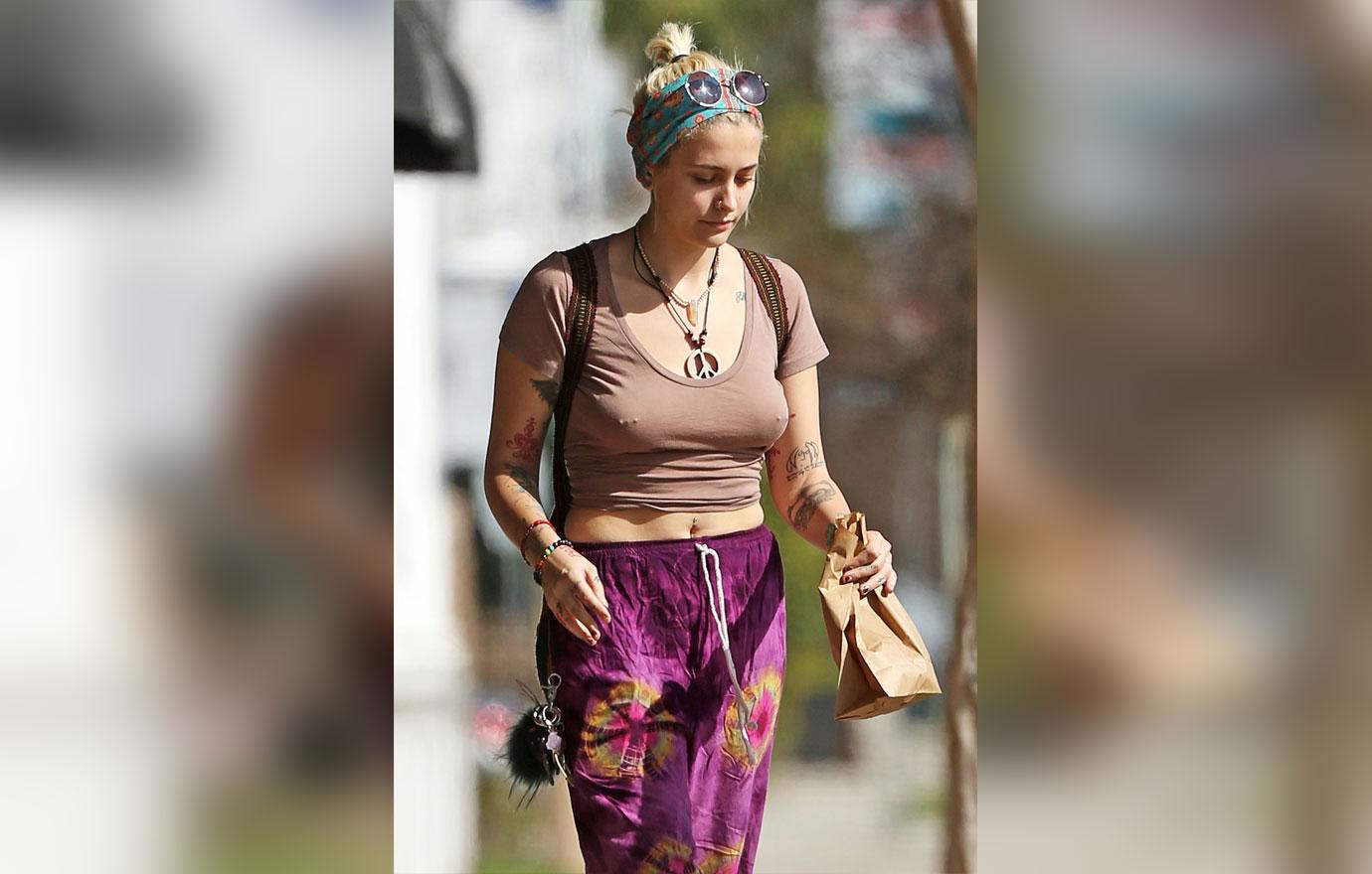 Paris Jackson Braless Nipple Rings