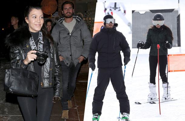 Kourtney Kardashian Scott Disick Skiing Aspen