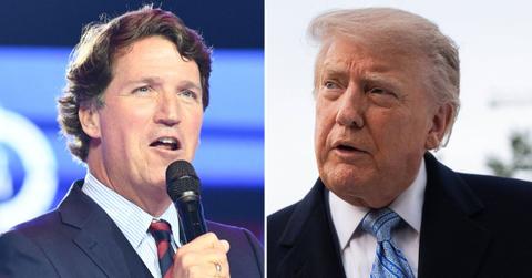 A photo of Tucker Carlson alongside a photo of Donald Trump