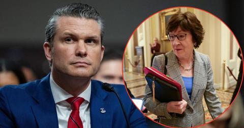 Split image of Pete Hegseth and Susan Collins