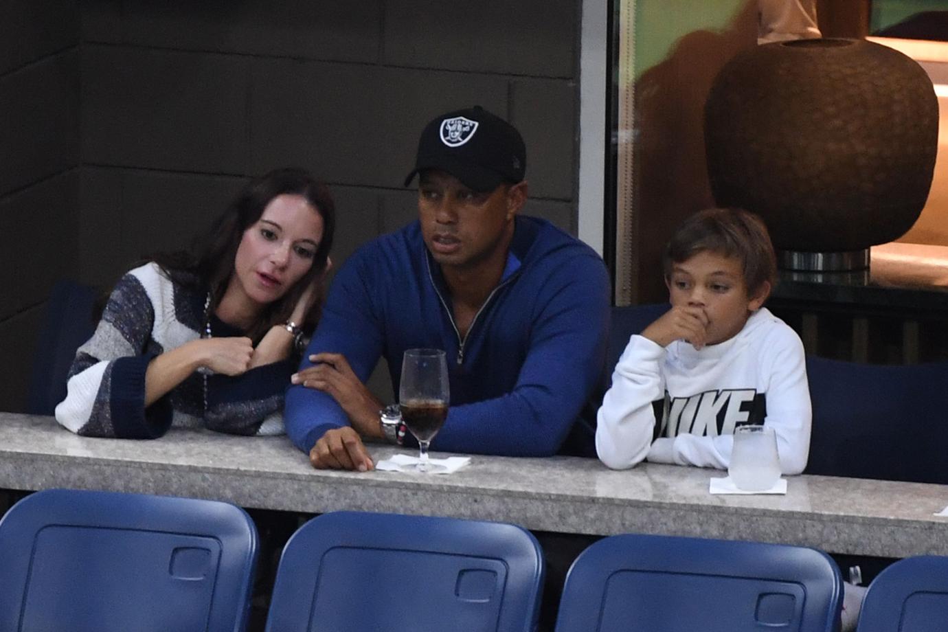 Erica Herman, Tiger Woods and Charlie Woods at US Open