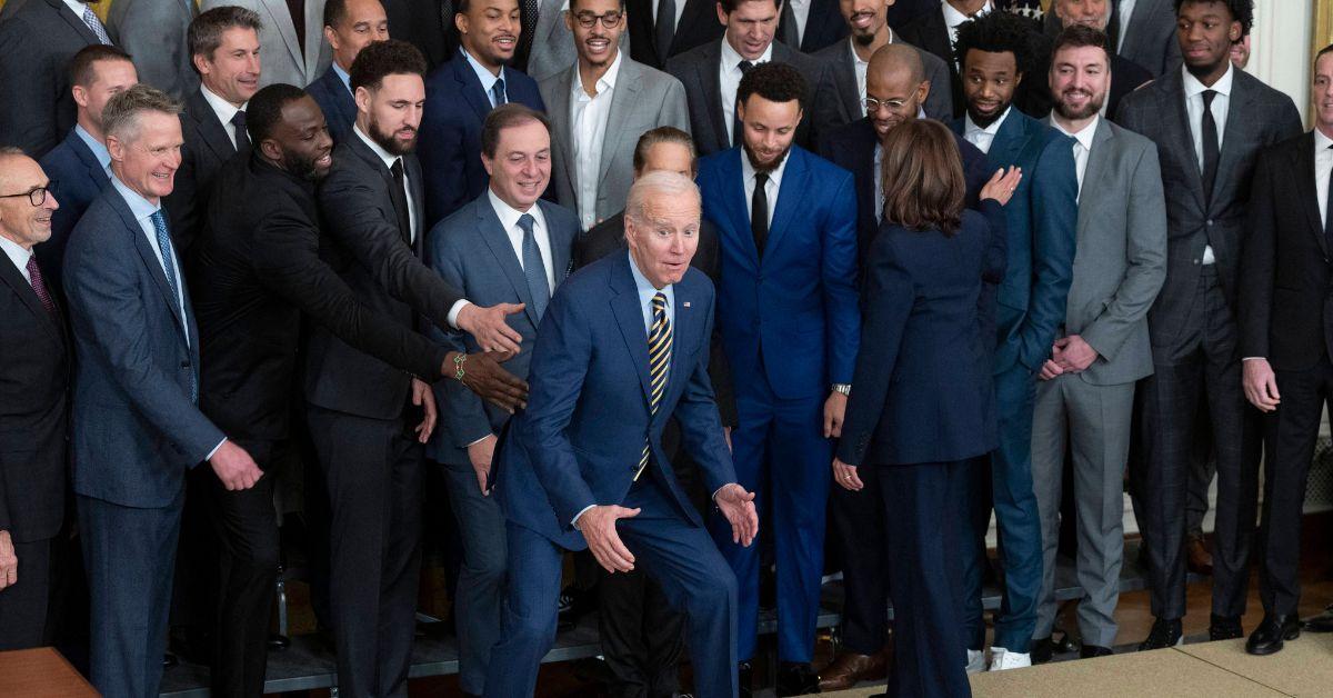 Kamala Harris Refuses To Take Knee With President Biden, Golden State Warriors