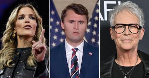 Composite photo of Megyn Kelly, Charlie Kirk, and Jamie Lee Curtis