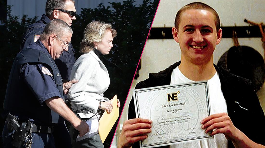 Left, Michelle Carter, center, arrives for a parole hearing on in Natick, Mass. Right, A recent photo of the late Conrad Roy.