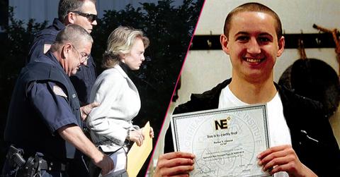Left, Michelle Carter, center, arrives for a parole hearing on in Natick, Mass. Right, A recent photo of the late Conrad Roy.