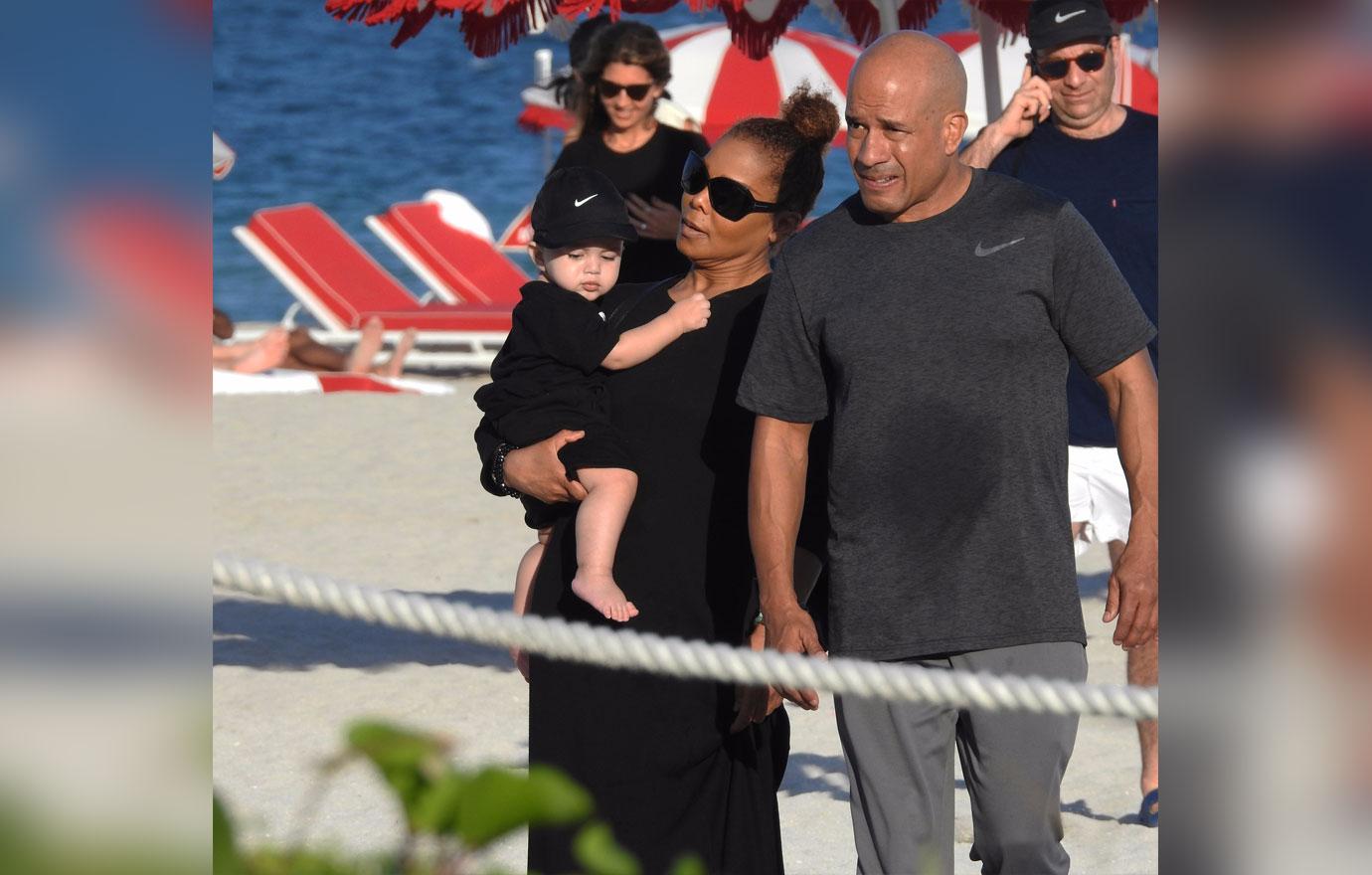 Janet Jackson Takes Son Eissa Al Mana To Beach