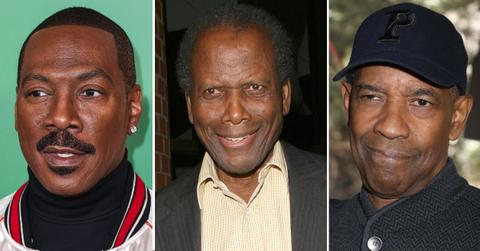 Split photo of Eddie Murphy, Sidney Poitier, Denzel Washington