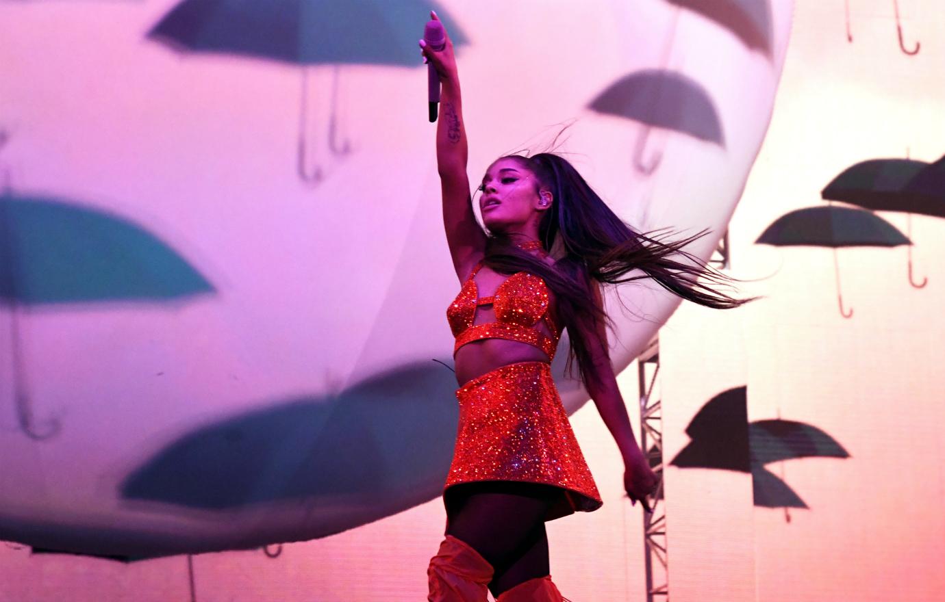 Ariana Grande performed at Coachella Stage during the 2019 Coachella Valley Music And Arts Festival on April 21, 2019 in Indio, California.