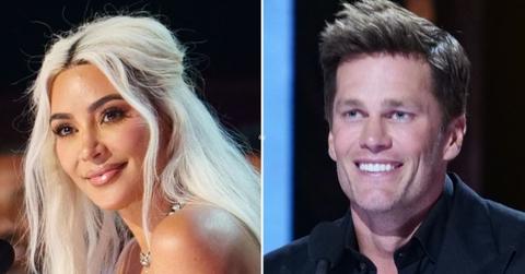 Split photo of Kim Kardashian, Tom Brady