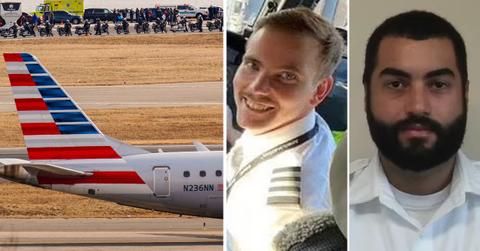 Composite photo of plane, Captain Jonathan Campos and First Officer Samuel Lilley