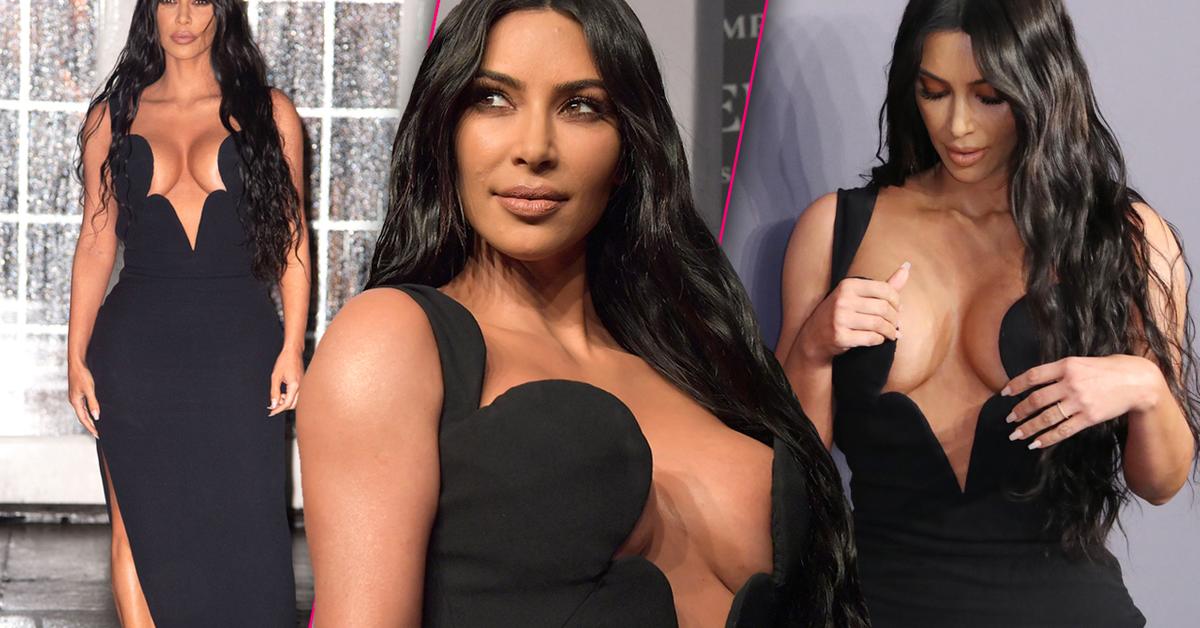 Holy Boobs! Kim Kardashian Busts Out Of Racy Skin-Tight Dress