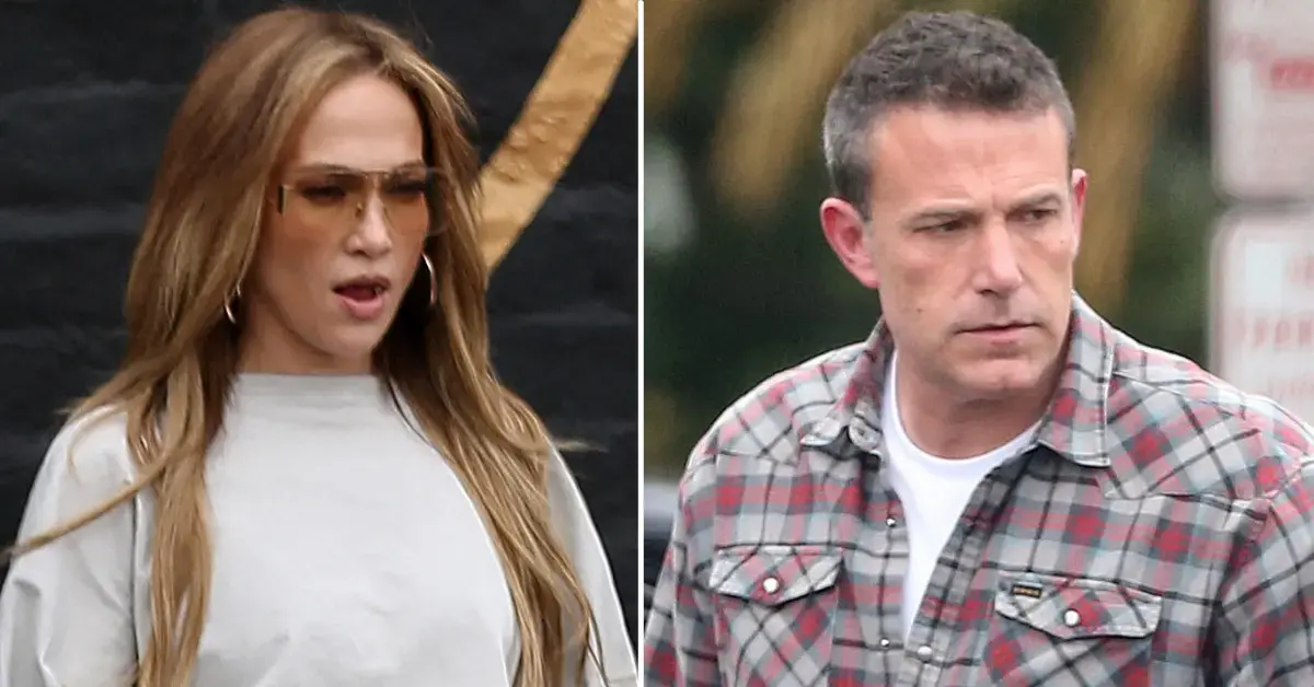 A split photo of Jennifer Lopez and Ben Affleck.