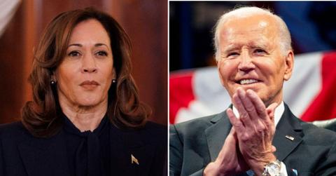 split image of Kamala Harris and Joe Biden