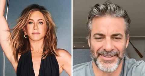 Split photo of Jennifer Aniston and Jim Curtis