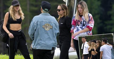 Miley Cyrus spotted leaving the Dolomites by helicopter with sister Brandi and friend Kaitlynn Carter