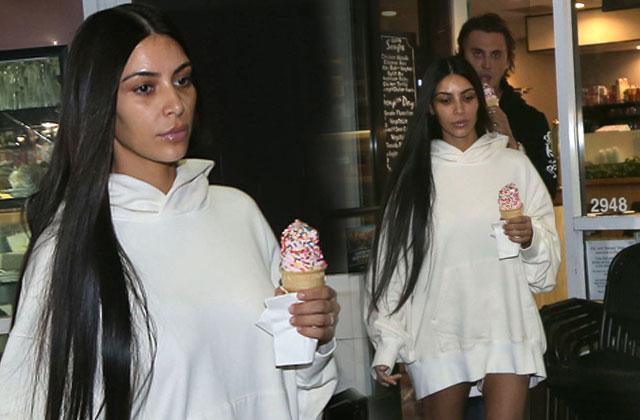 kim kardashian steps out robbery sweatshirt ice cream