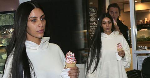 kim kardashian steps out robbery sweatshirt ice cream