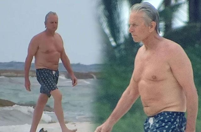 //michael douglas shirtless beach mexico pp