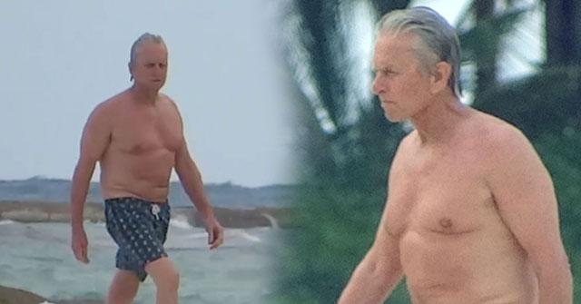 //michael douglas shirtless beach mexico pp
