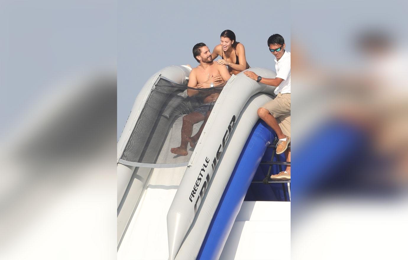 //scott disick sofia richie yacht slide fun