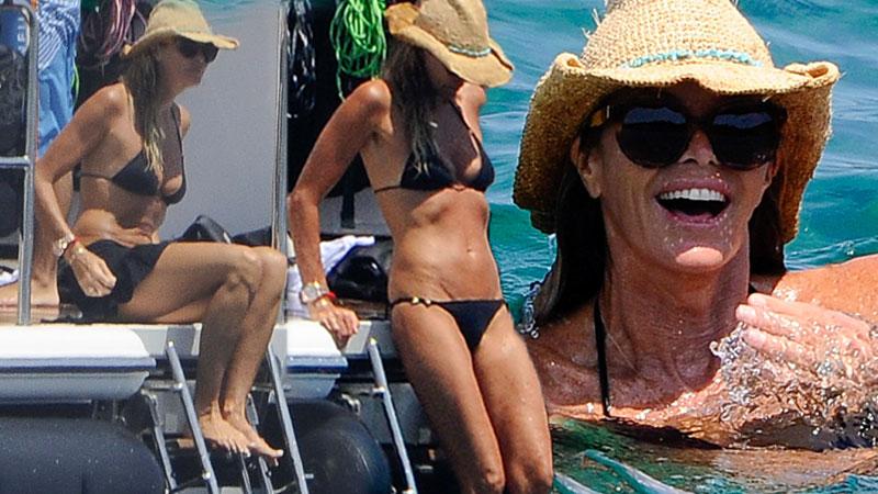 Elle Macpherson In A Bikini Going For A Swim In Italy