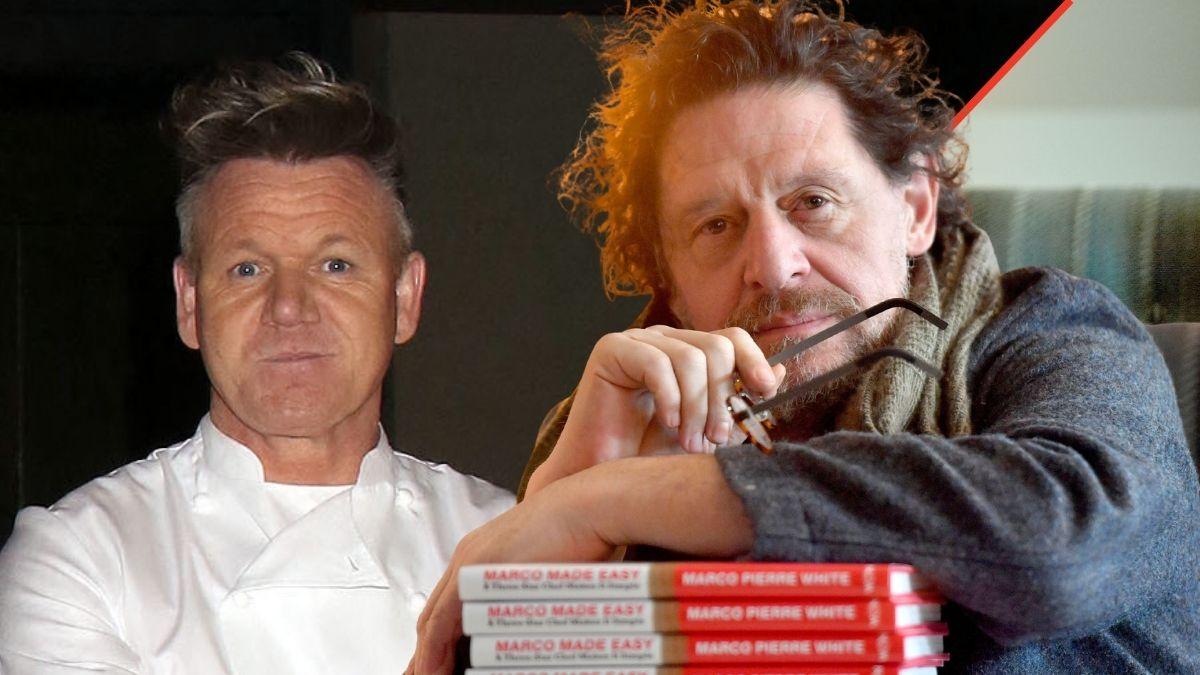 Split of photo of Marco Pierre White and Gordon Ramsay