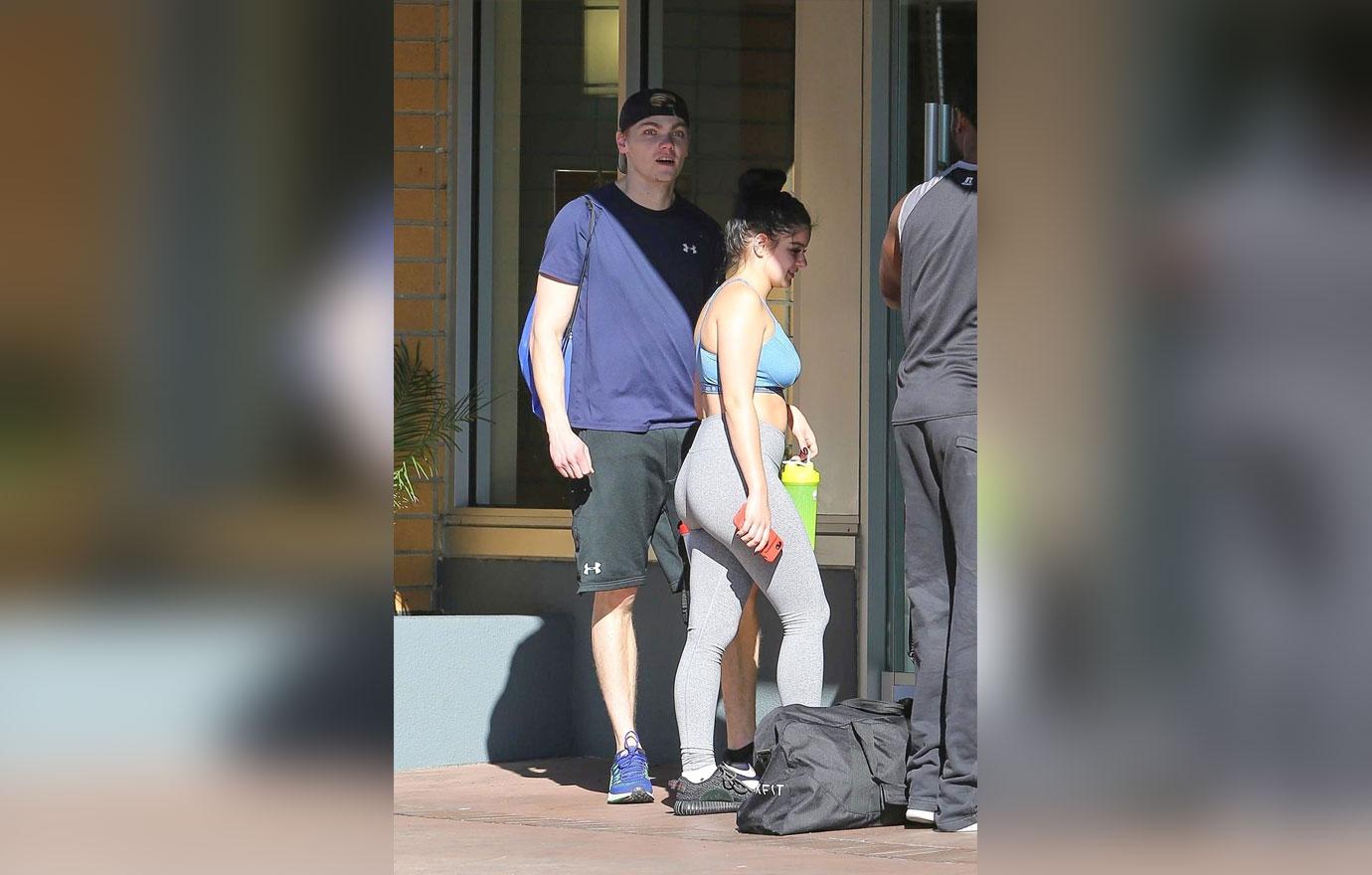 Scantily Clad Ariel Winter Exercises With Boyfriend Levi Meaden