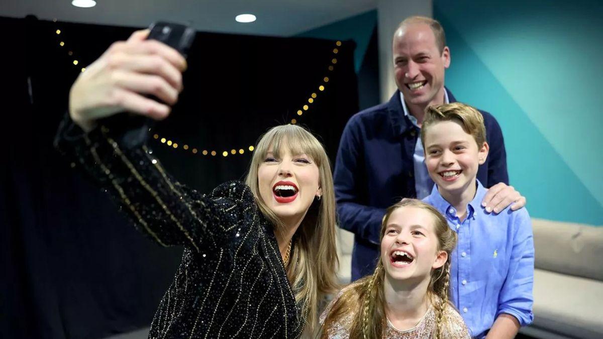 A photo of Taylor Swift, Prince William, Prince George, and Princess Charlotte