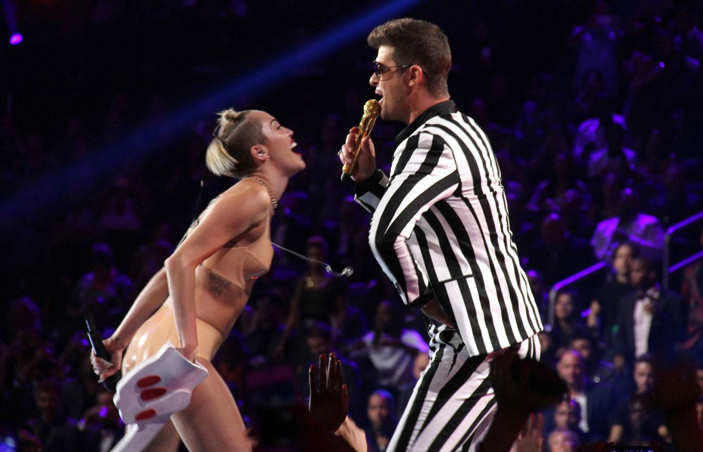 Miley Cyrus and Robin Thicke attends MTV Video Music Awards Show.