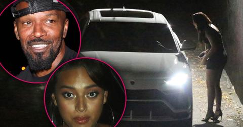 Sela Vave Leaning into Jamie Foxx's Car