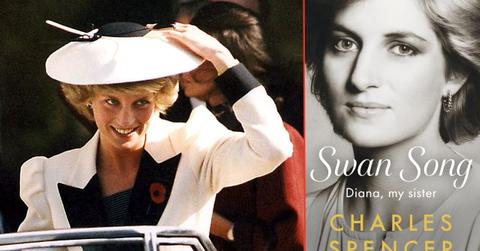 Split photo of Princess Diana and 'Swan Song: Diana, My Sister'