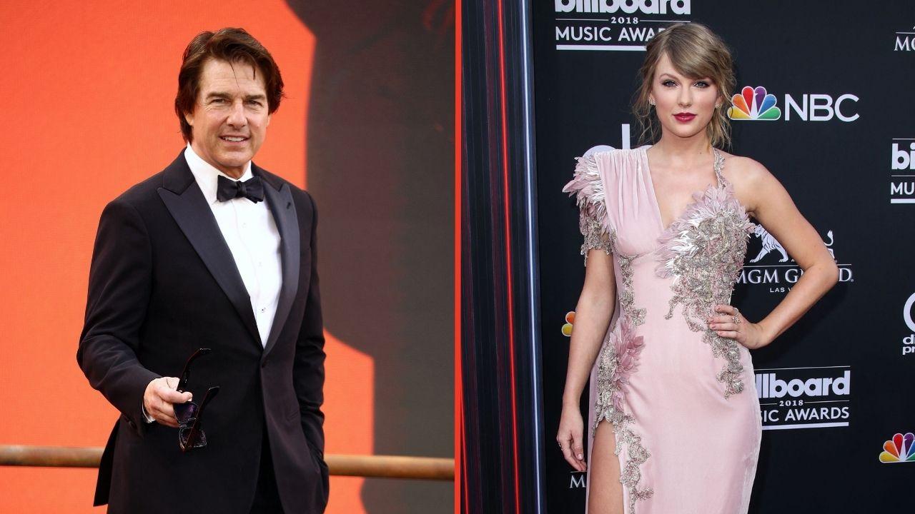 Split photo of Tom Cruise and Taylor Swift