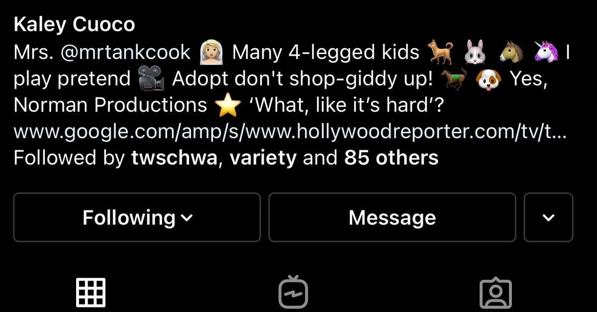 Kaley Cuoco Scrubs Husband Karl Cook's Last Name Off IG