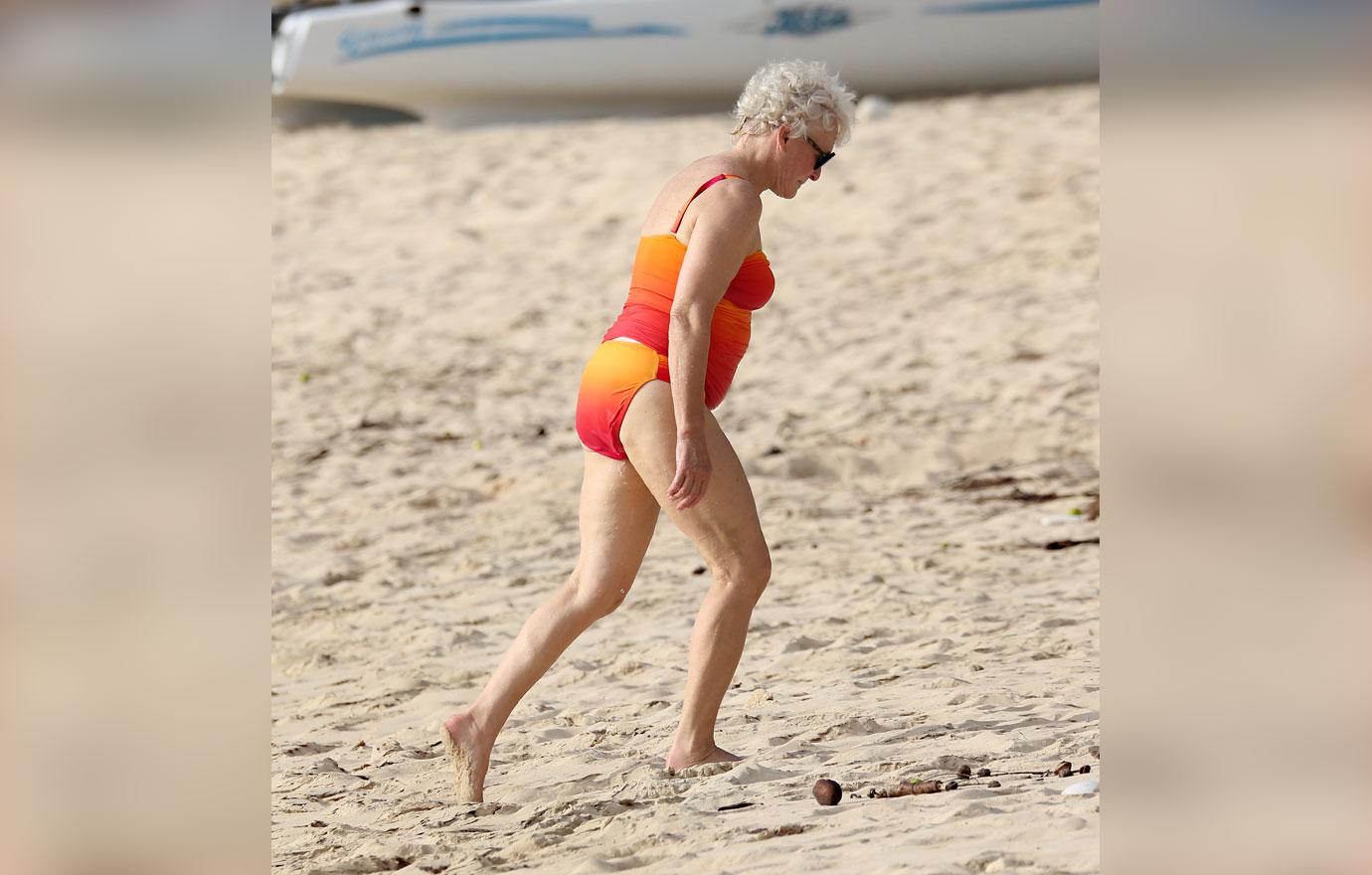 Glenn Close Takes Dip In Caribbean Ocean Holiday Pics