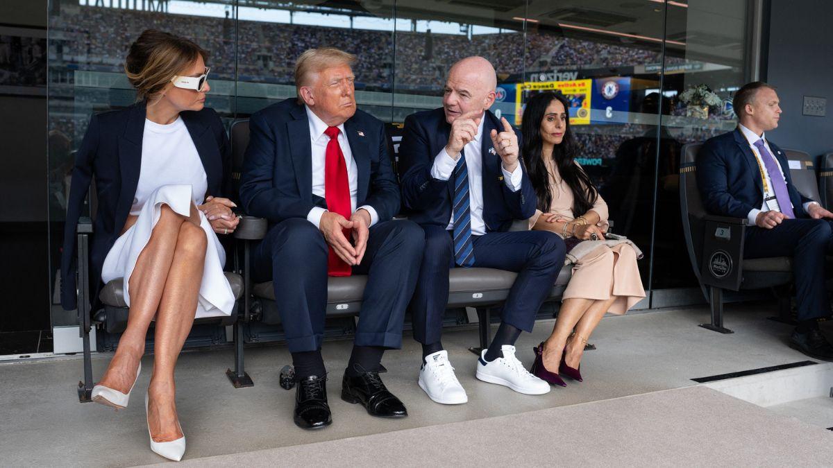 A photo of Donald Trump, Melania Trump, Gianni Infantino, and Leenaa Al Ashqar