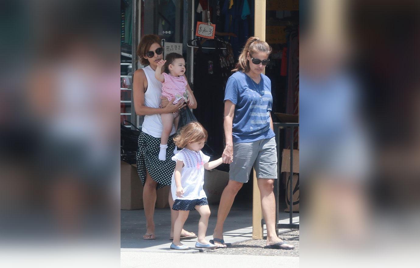 Eva Mendes Takes Daughters Out For Summer Stroll