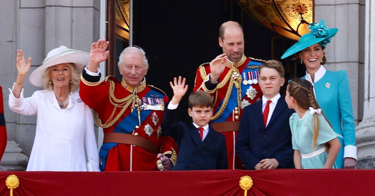 Photo of Queen Camilla, King Charles III, Prince Louis, William Prince of Wales, Prince George, Princess Charlotte and Catherine Princess of Wales