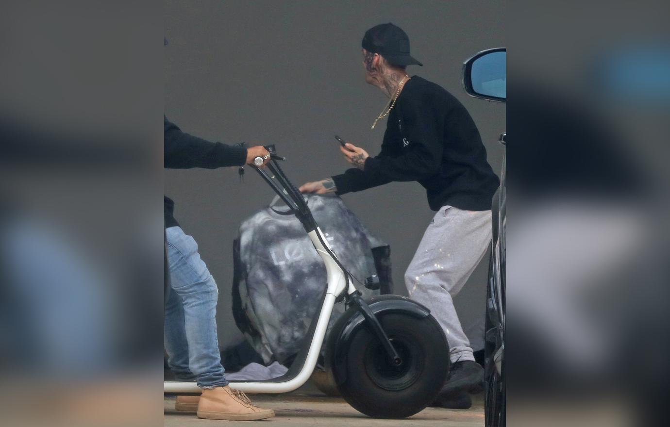 Troubled star Aaron Carter takes a ATV for a ride while sporting his new facial tattoo.