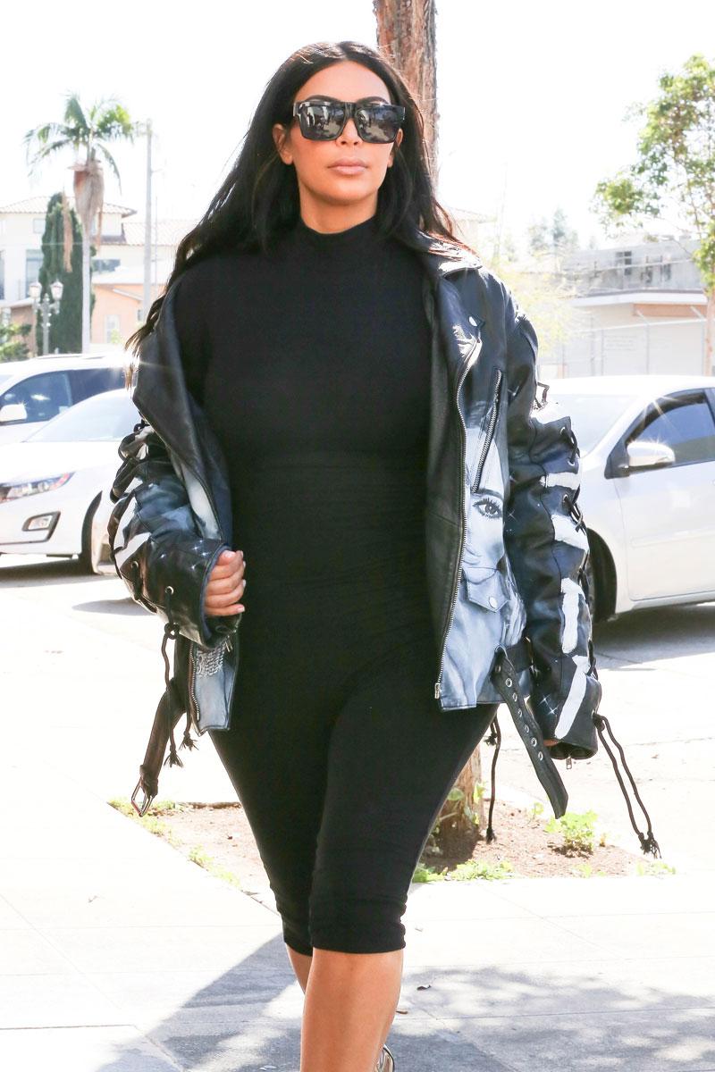 Kim Kardashian Black Leather Jacket LA Heat