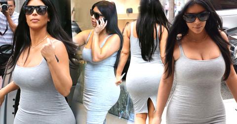 //kim kardashian pregnant baby bump nipples grey dress pp