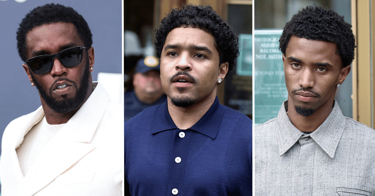 Split photo of Sean 'Diddy' Combs, Justin Combs, Christian 'King' Combs