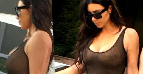 Kim Kardashian Nipples Nude See-Through Bodysuit