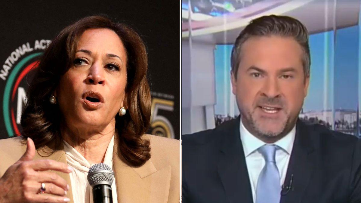 A photo of Kamala Harris alongside a photo of Michael LaRosa