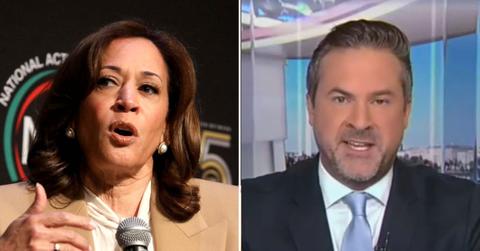 A photo of Kamala Harris alongside a photo of Michael LaRosa
