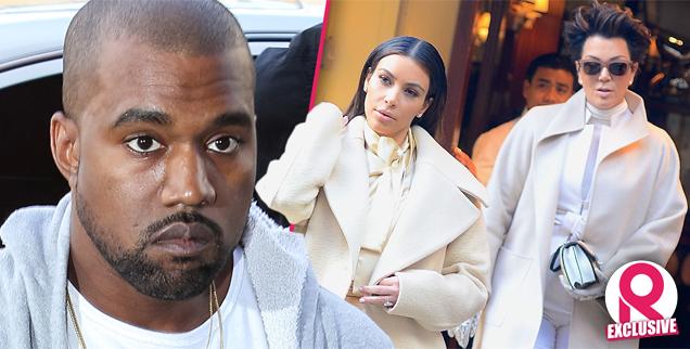 //kanye west bans kim kardashian filming spin off show kris jenner furious wide