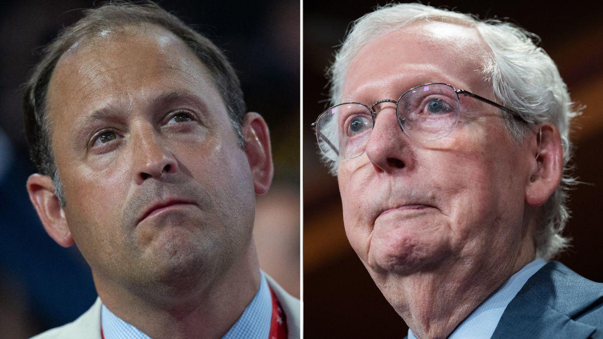 A photo of Andy Barr alongside a photo of Mitch McConnell