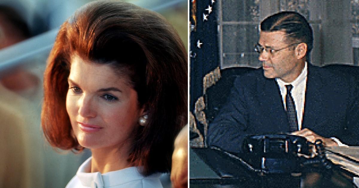Split photo of Jackie Kennedy and Robert McNamara