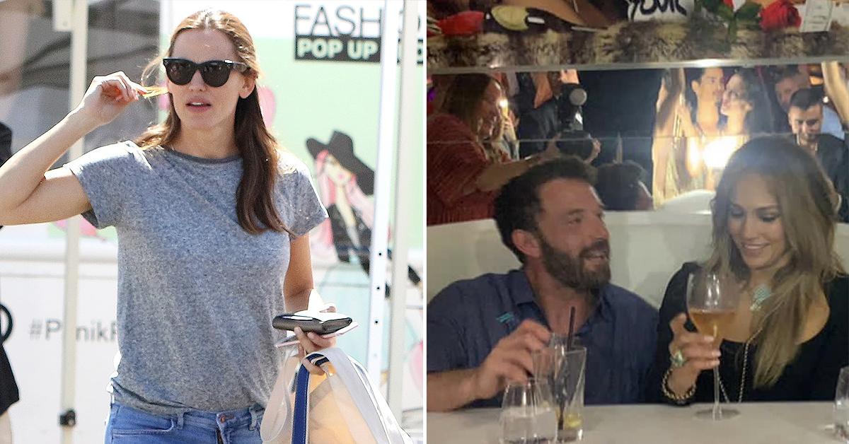 jen garner sad farmers market photos ben affleck j lo pda yacht butt grab