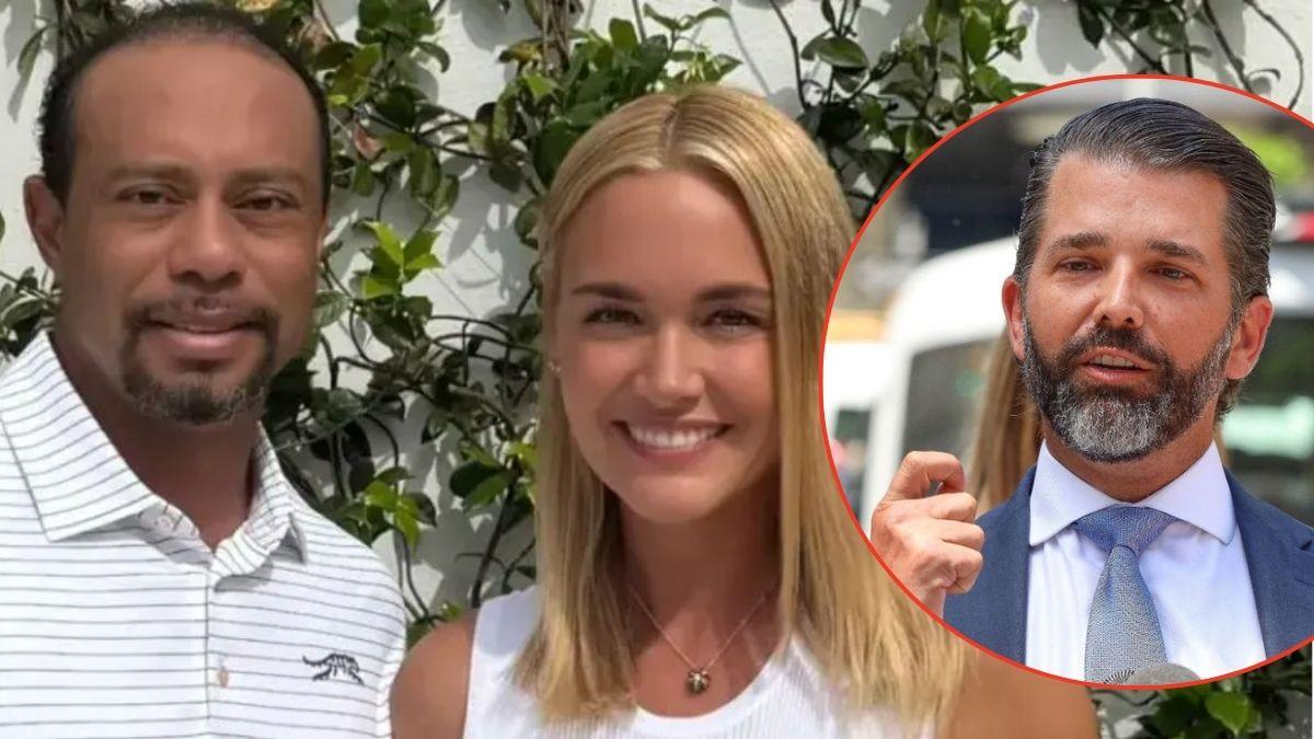 split image of Tiger Woods and Vanessa Trump / Don Jr.